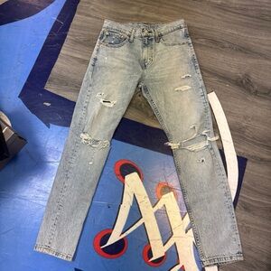 Levi's Men's Light Blue Ripped Skinny Jeans